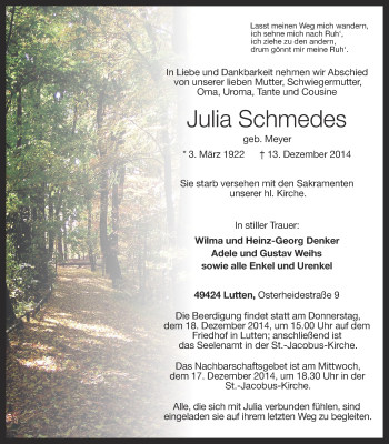 Anzeige von Julia Schmedes von OM-Medien